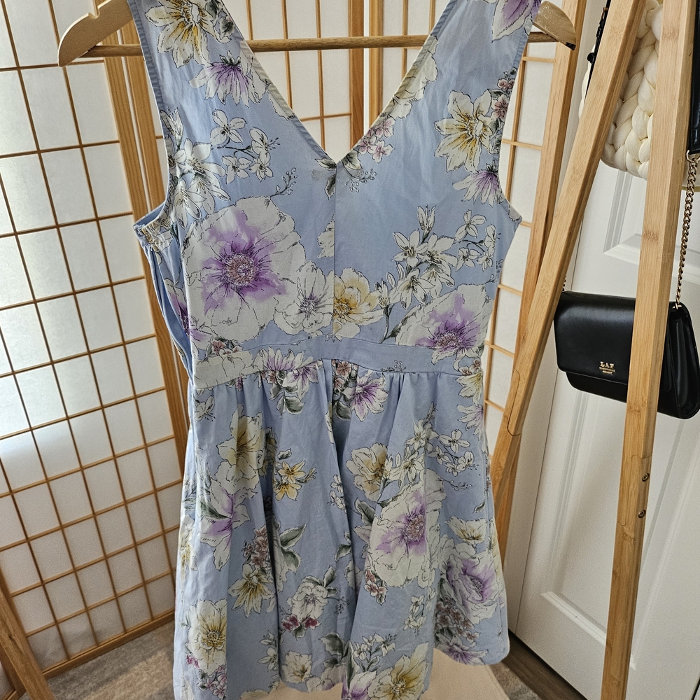 Floral Sleeveless Dress in Blue and Purple